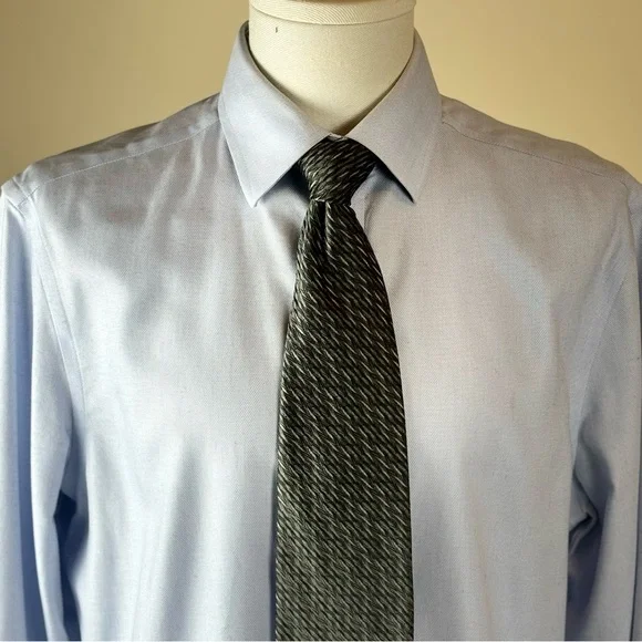 Bachrach  Men’s Green & Gray Foulard Patterned Tie - Picture 4 of 6
